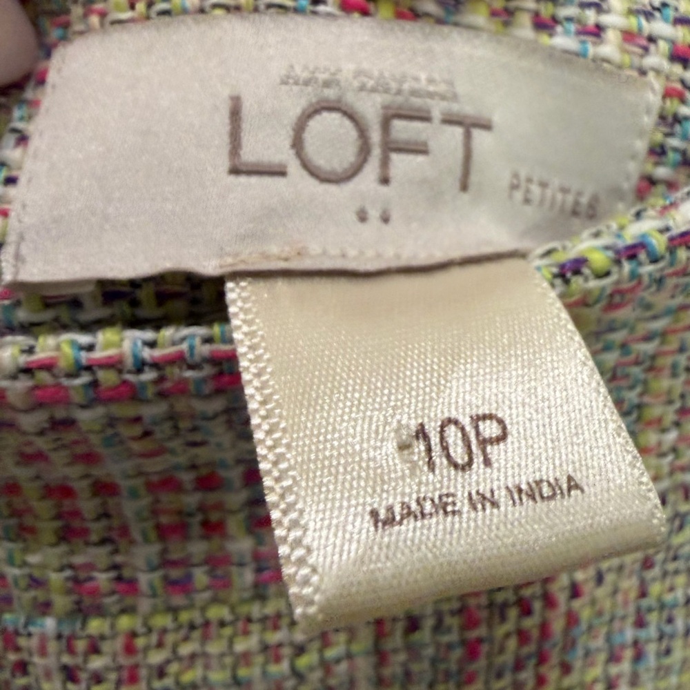Loft Skirt Womens 10P Multicolor Pencil Mini Tweed Zipped Lined - Picture 3 of 4